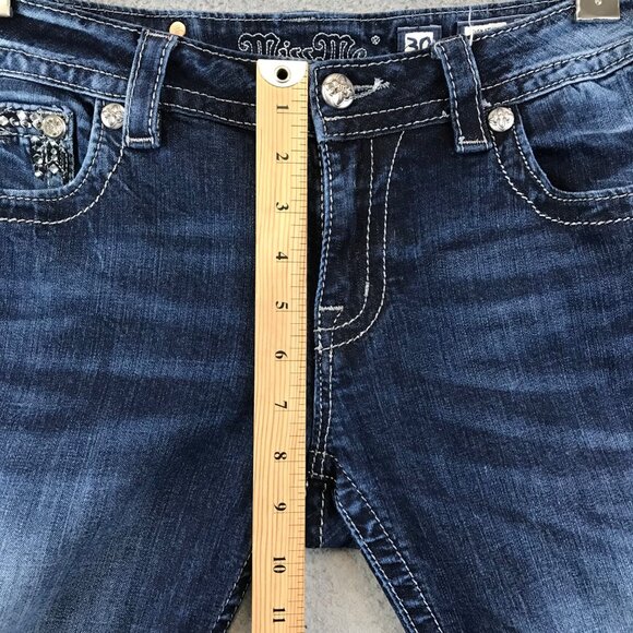 Miss Me Signature Boot Cut jean Sz 30 Rhinestones blue - Picture 8 of 12